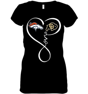 Denver Broncos Colorado Buffaloes love heart shirt