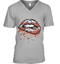 Load image into Gallery viewer, Denver Broncos heart glitter pattern lips shirt
