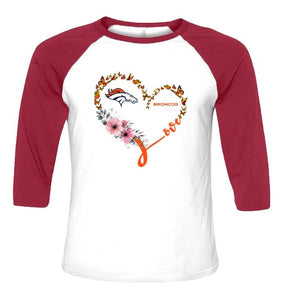 Denver Broncos butterfly heart shirt