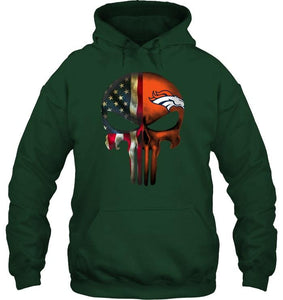 Denver Broncos skull american flag shirt