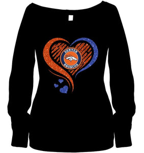 Denver Broncos heart glittering shirt