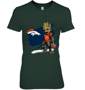 Denver Broncos angry baby groot ripped shirt