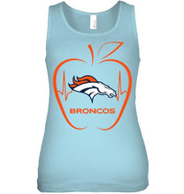 Load image into Gallery viewer, Denver Broncos heartbeat teacher apple shirt
