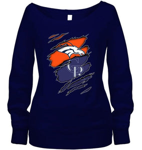 Denver Broncos and Colorado Rockies layer under ripped shirt