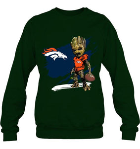 Denver Broncos angry baby groot ripped shirt