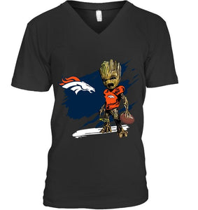 Denver Broncos angry baby groot ripped shirt