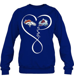 Denver Broncos Colorado Avalanche love heart shirt