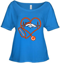 Load image into Gallery viewer, Denver Broncos nurse scope love heartbeat shirt
