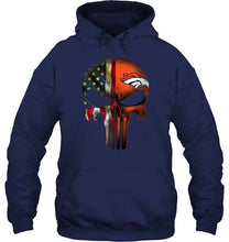 Load image into Gallery viewer, Denver Broncos skull american flag shirt
