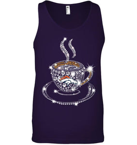 Denver Broncos coffee cup diamond glitter shirt