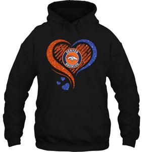 Denver Broncos heart glittering shirt