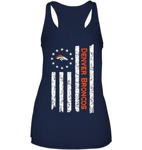 Denver Broncos star american flag on back shirt