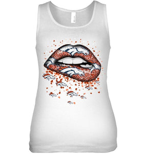 Denver Broncos heart glitter pattern lips shirt