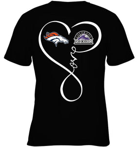 Denver Broncos Colorado Rockies love heart shirt