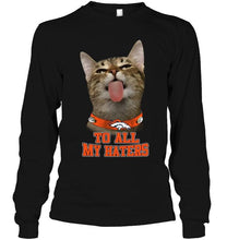 Load image into Gallery viewer, Denver Broncos cat to all my haters shirt
