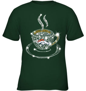 Denver Broncos coffee cup diamond glitter shirt