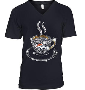 Denver Broncos coffee cup diamond glitter shirt