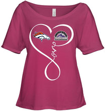 Load image into Gallery viewer, Denver Broncos Colorado Rockies love heart shirt
