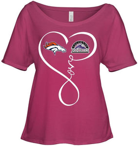 Denver Broncos Colorado Rockies love heart shirt