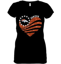 Load image into Gallery viewer, Denver Broncos glitter heart shirt
