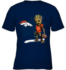Denver Broncos angry baby groot ripped shirt