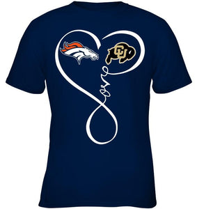 Denver Broncos Colorado Buffaloes love heart shirt