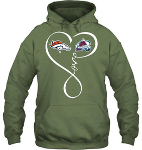 Denver Broncos Colorado Avalanche love heart shirt