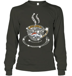 Denver Broncos coffee cup diamond glitter shirt