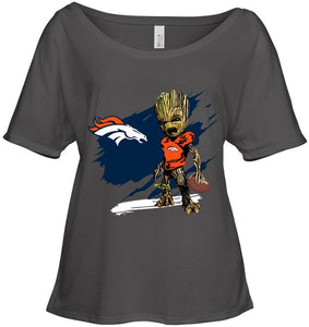 Denver Broncos angry baby groot ripped shirt