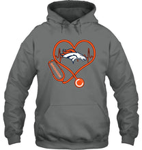 Load image into Gallery viewer, Denver Broncos nurse scope love heartbeat shirt
