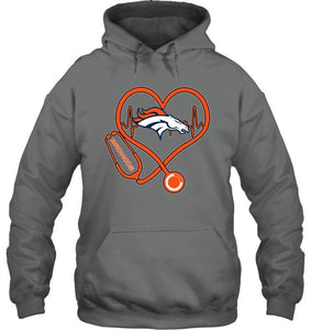 Denver Broncos nurse scope love heartbeat shirt