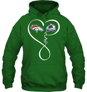 Denver Broncos Colorado Avalanche love heart shirt