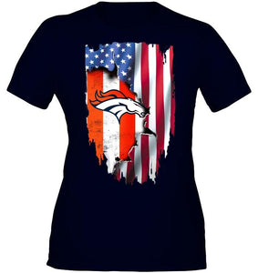 Denver Broncos flag ripped american flag shirt