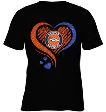 Load image into Gallery viewer, Denver Broncos heart glittering shirt
