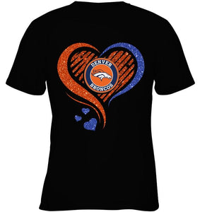 Denver Broncos heart glittering shirt