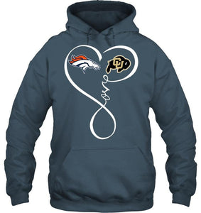 Denver Broncos Colorado Buffaloes love heart shirt