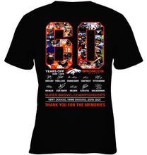 Load image into Gallery viewer, 60 years of Denver Broncos thank you for the memories shirt
