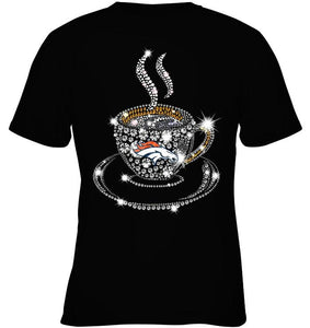 Denver Broncos coffee cup diamond glitter shirt