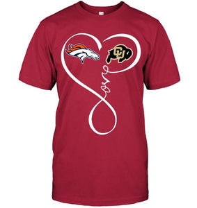 Denver Broncos Colorado Buffaloes love heart shirt