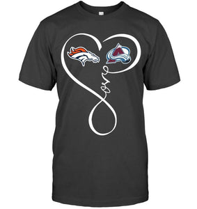 Denver Broncos Colorado Avalanche love heart shirt