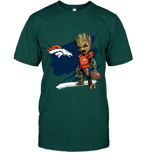Denver Broncos angry baby groot ripped shirt