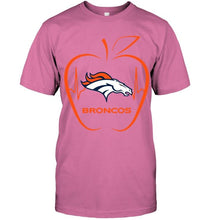 Load image into Gallery viewer, Denver Broncos heartbeat teacher apple shirt
