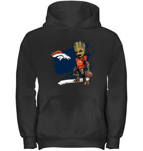 Denver Broncos angry baby groot ripped shirt
