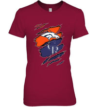 Load image into Gallery viewer, Denver Broncos and Colorado Rockies layer under ripped shirt
