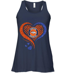 Denver Broncos heart glittering shirt