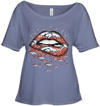 Load image into Gallery viewer, Denver Broncos heart glitter pattern lips shirt
