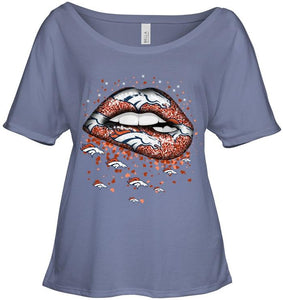 Denver Broncos heart glitter pattern lips shirt