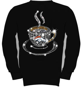 Denver Broncos coffee cup diamond glitter shirt