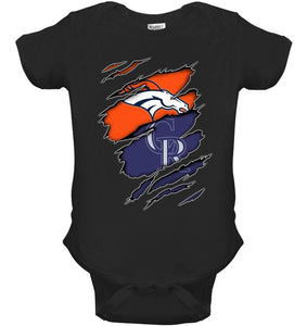 Denver Broncos and Colorado Rockies layer under ripped shirt