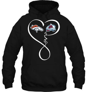 Denver Broncos Colorado Avalanche love heart shirt